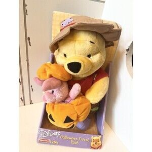 Fisher Price Halloween Friend Winnie The Pooh Scarecrow Plush Pumpkin Piglet 13"